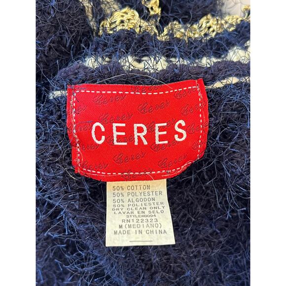 READ Ceres Cropped Fuzzy Cardigan Womens Medium Old Money Preppy Academia Blue - Picture 4 of 16